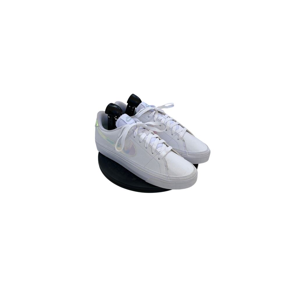 Nike Court Legacy Next Nature Sneakers Shoes White Iridescent Swoosh Size 9 - Picture 2 of 6